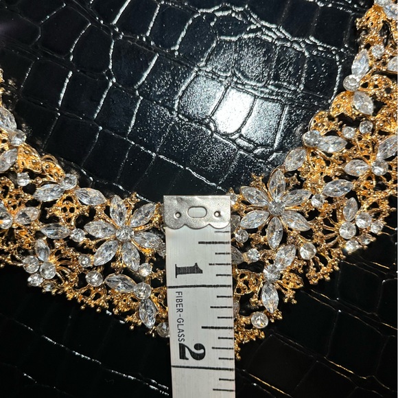 Vintage Floral Gold and Diamond Statement Necklace - Picture 9 of 9